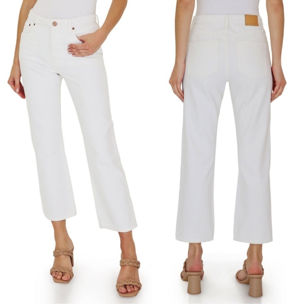 Avec Les Filles high rise straight leg cropped jeans Ecru white